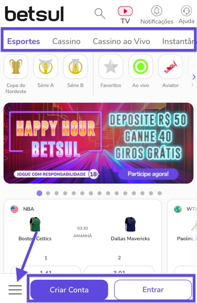 Betsul Versão Mobile