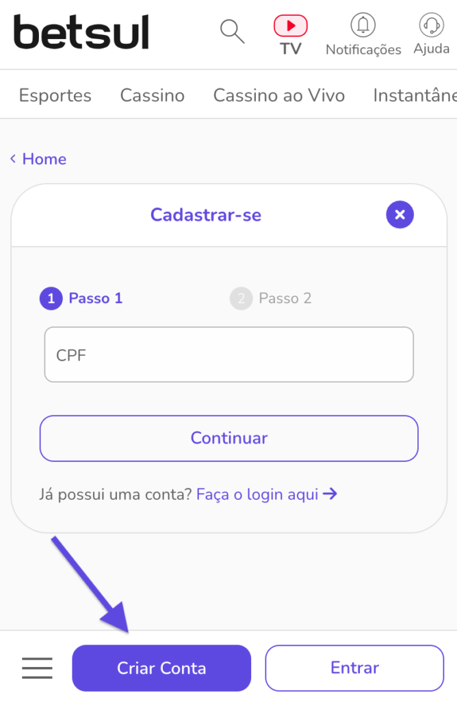 Como se Registrar na Betsul